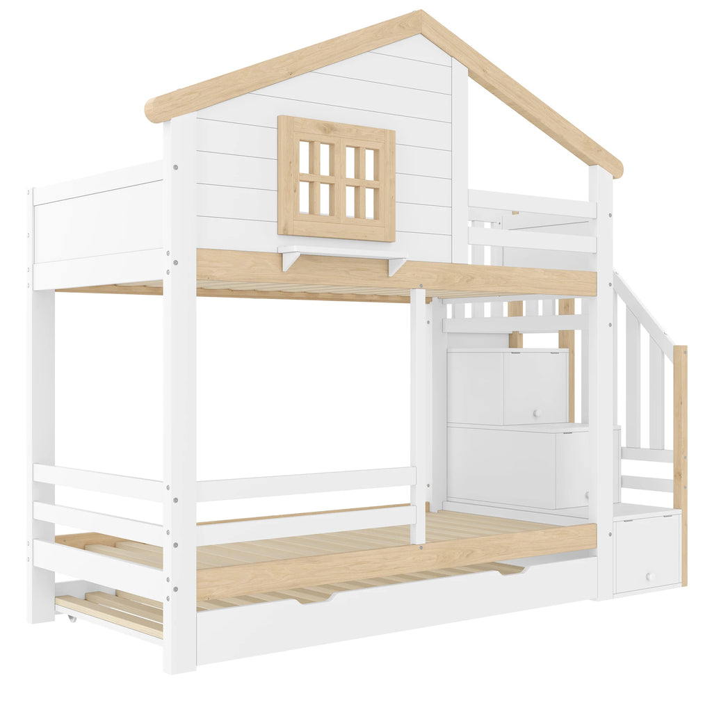Lit cabane superposé 3 couchages 90x200 « Noa »