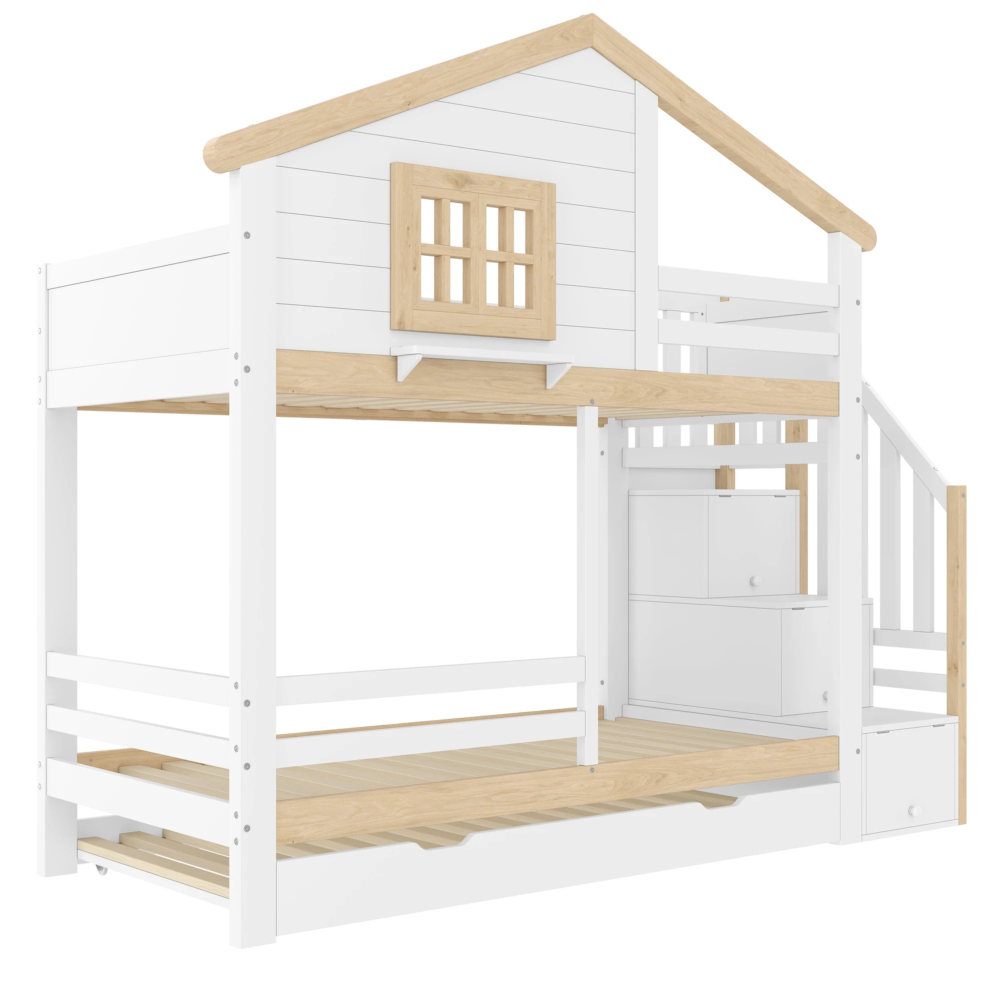 Lit cabane superposé 3 couchages 90x200 « Noa »