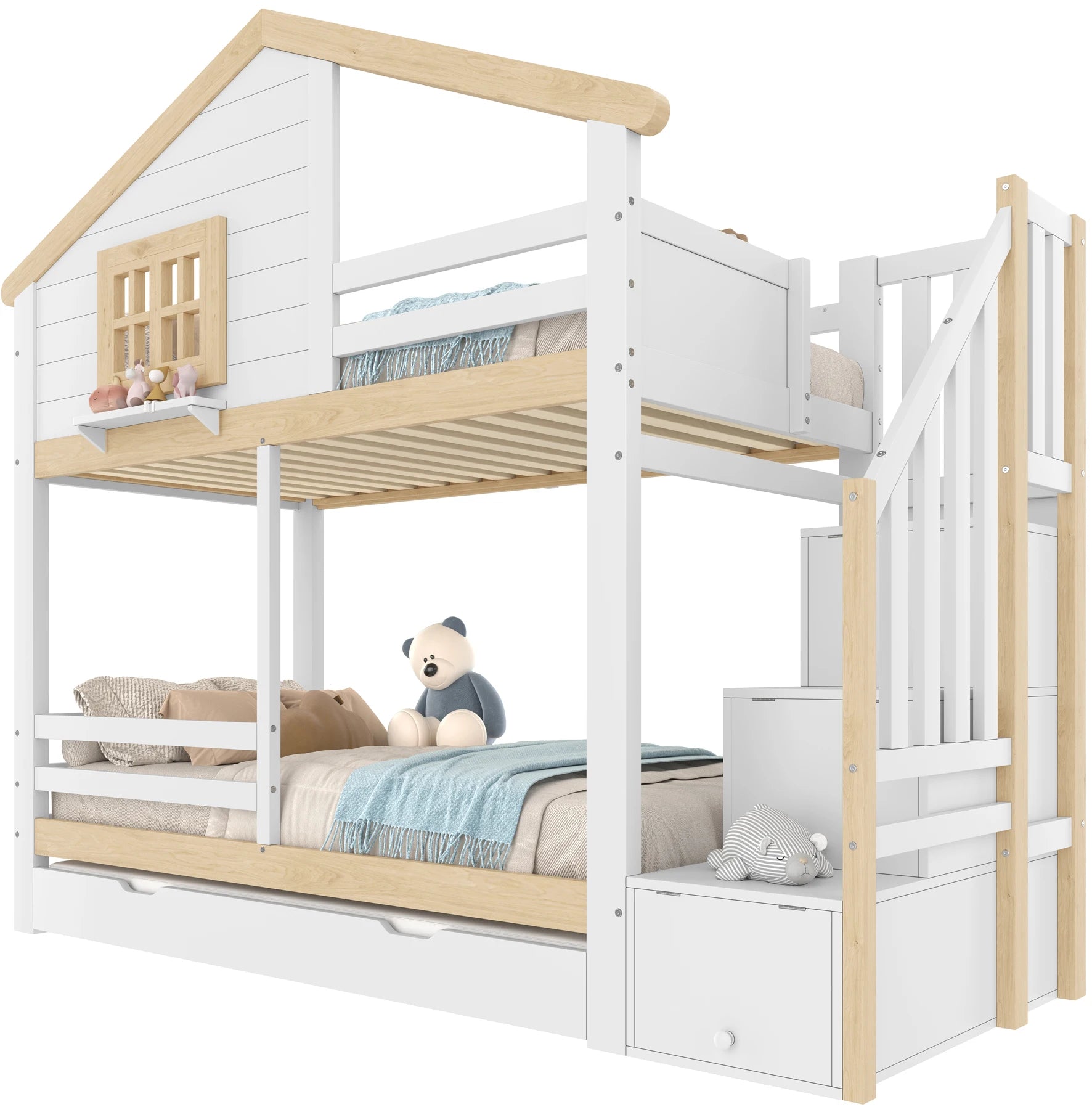 Lit cabane superposé 3 couchages 90x200 « Noa »