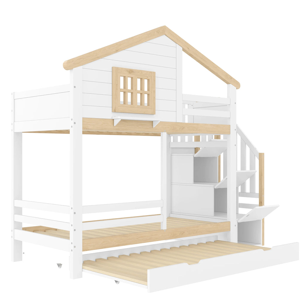 Lit cabane superposé 3 couchages 90x200 « Noa »