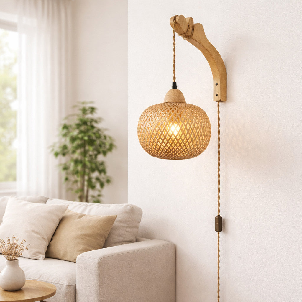 Applique Murale Bambou Design Bras Courbé – Culot E26