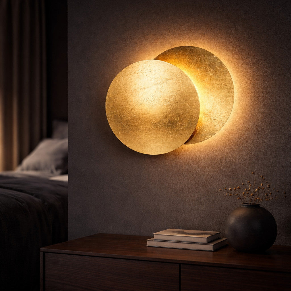 Applique Murale LED Design Lune – Finition Dorée