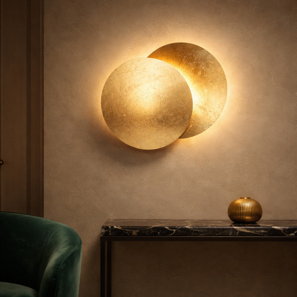 Applique Murale LED Design Lune – Finition Dorée