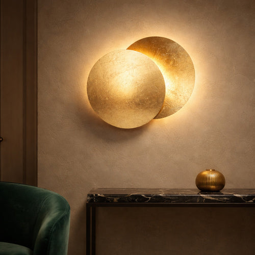 Applique Murale LED Design Lune – Finition Dorée