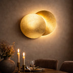 Applique Murale LED Design Lune – Finition Dorée
