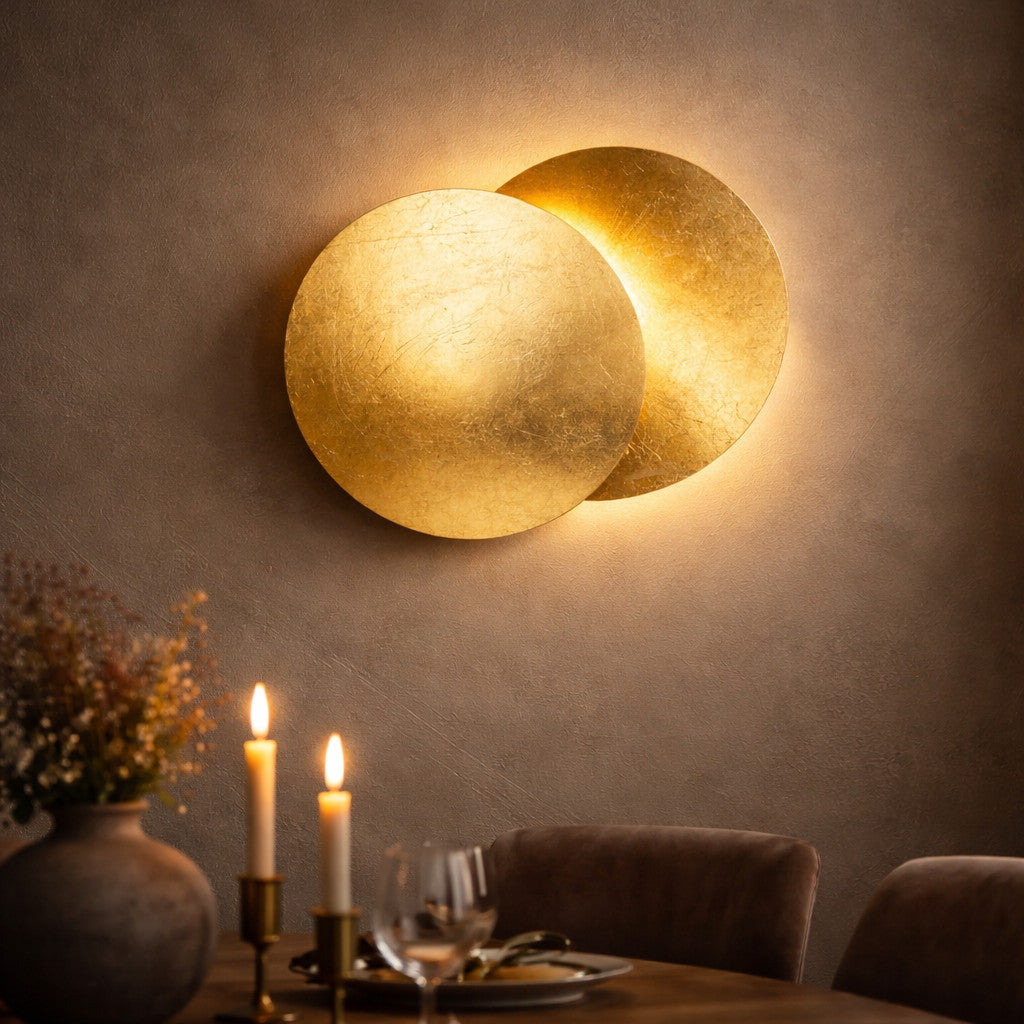 Applique Murale LED Design Lune – Finition Dorée