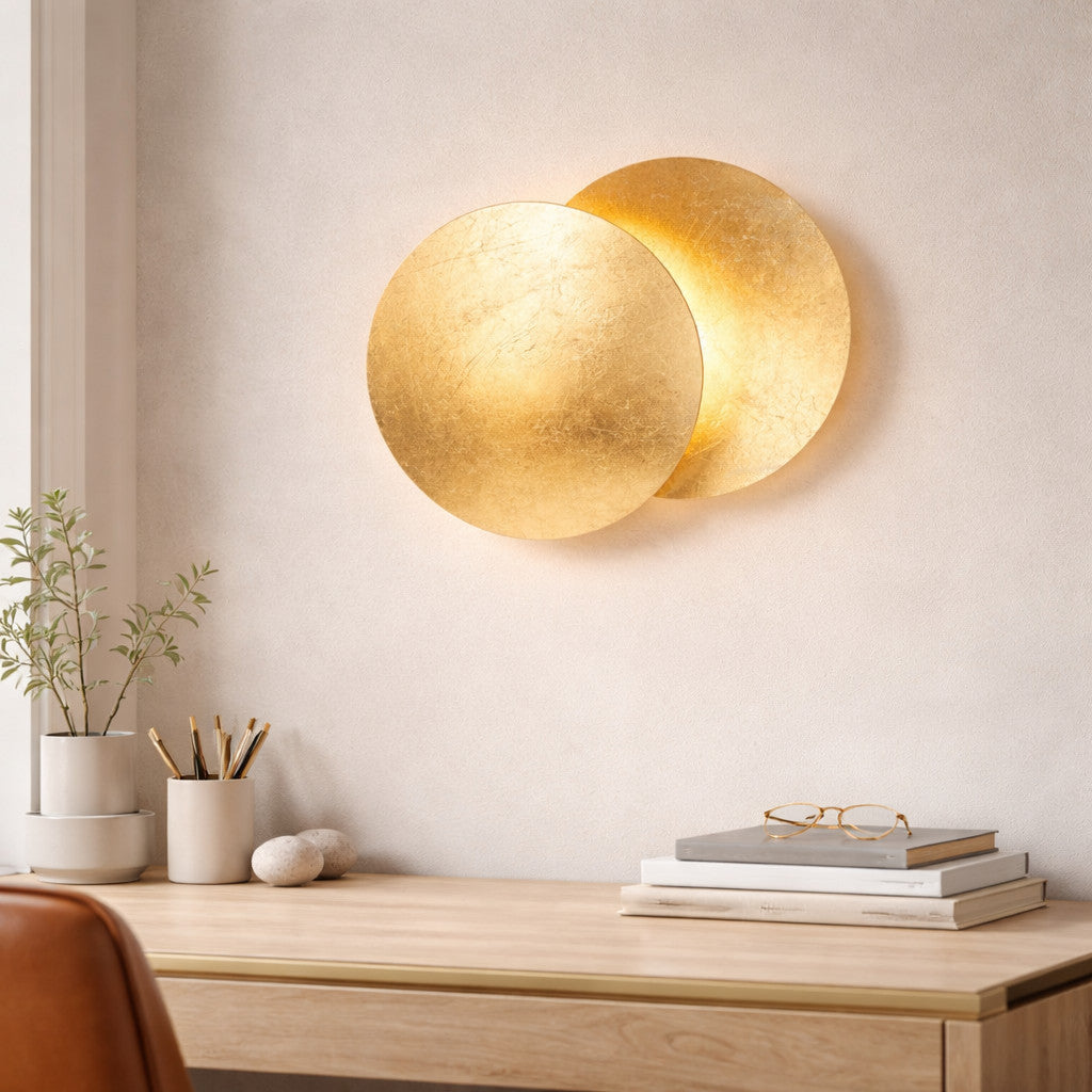 Applique Murale LED Design Lune – Finition Dorée