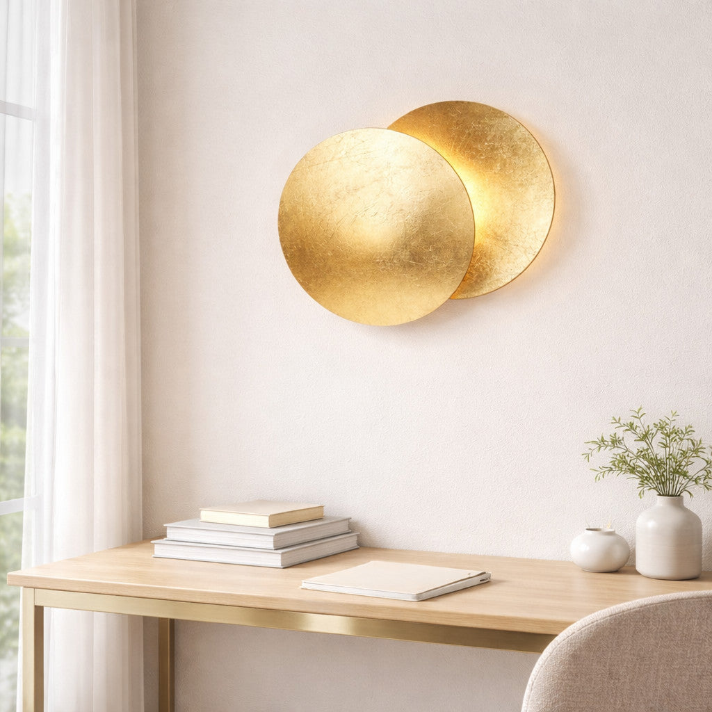 Applique Murale LED Design Lune – Finition Dorée