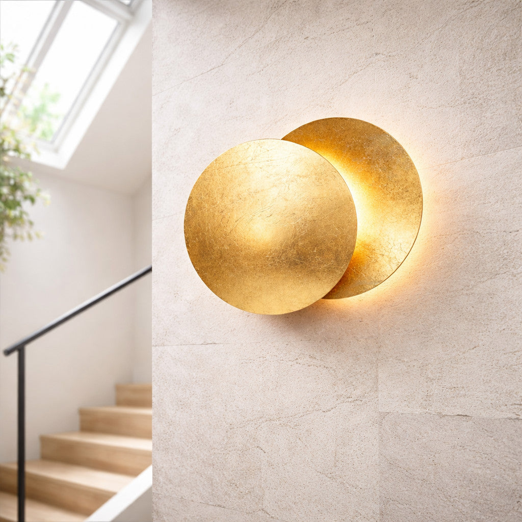 Applique Murale LED Design Lune – Finition Dorée