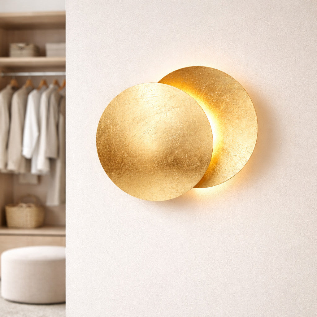 Applique Murale LED Design Lune – Finition Dorée