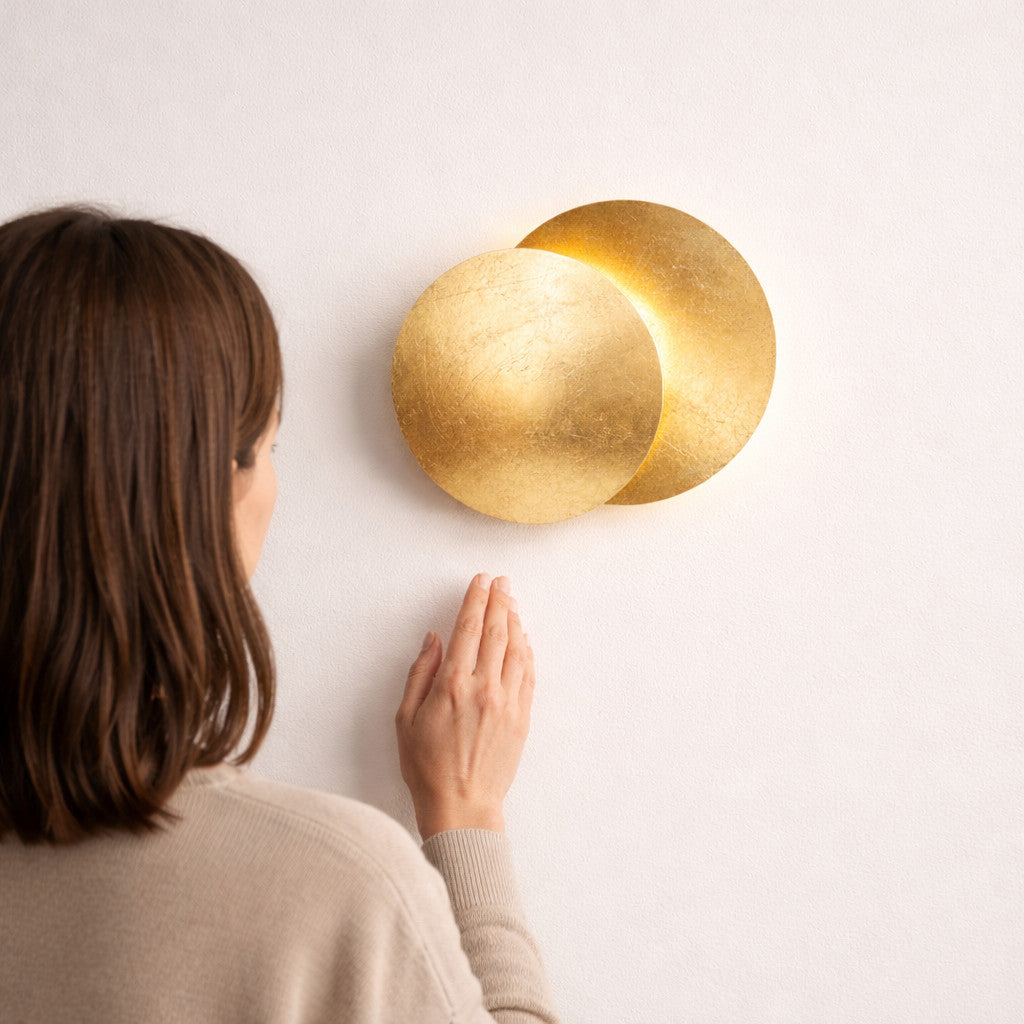 Applique Murale LED Design Lune – Finition Dorée