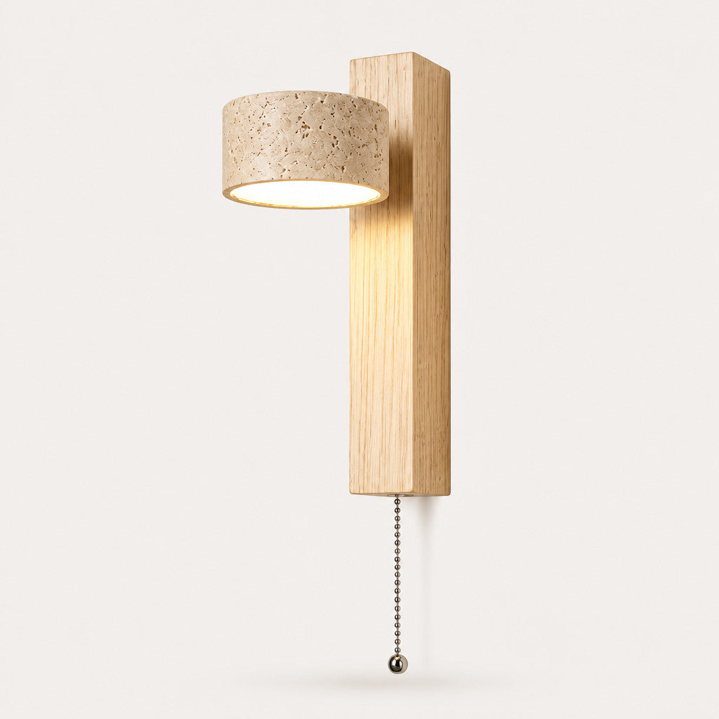 Applique murale en travertin et bois orientable
