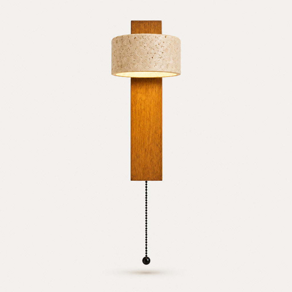 Applique murale en travertin et bois orientable