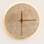 Applique murale horloge en travertin LED