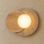 Applique murale en travertin et bois sculpturale