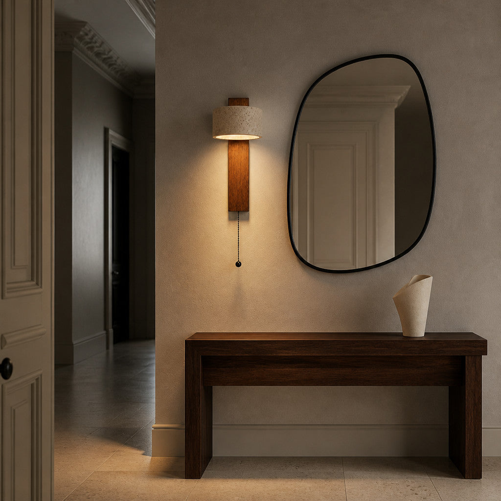 Applique murale en travertin et bois orientable