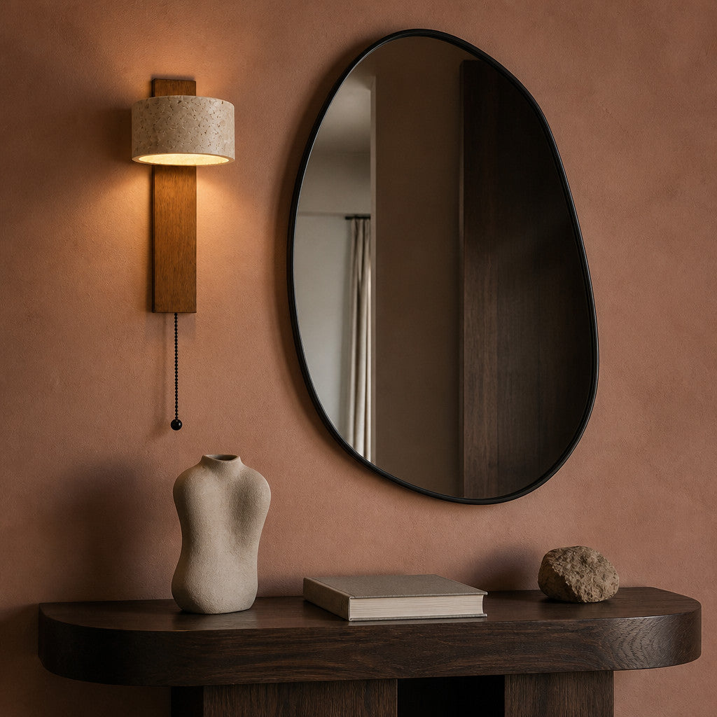 Applique murale en travertin et bois orientable