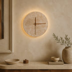 Applique murale horloge en travertin LED