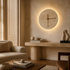 Applique murale horloge en travertin LED