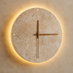 Applique murale horloge en travertin LED