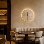 Applique murale horloge en travertin LED