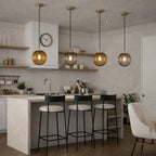 Suspension Luminaire Boule Verre Soufflé Strié – LED Intégrée