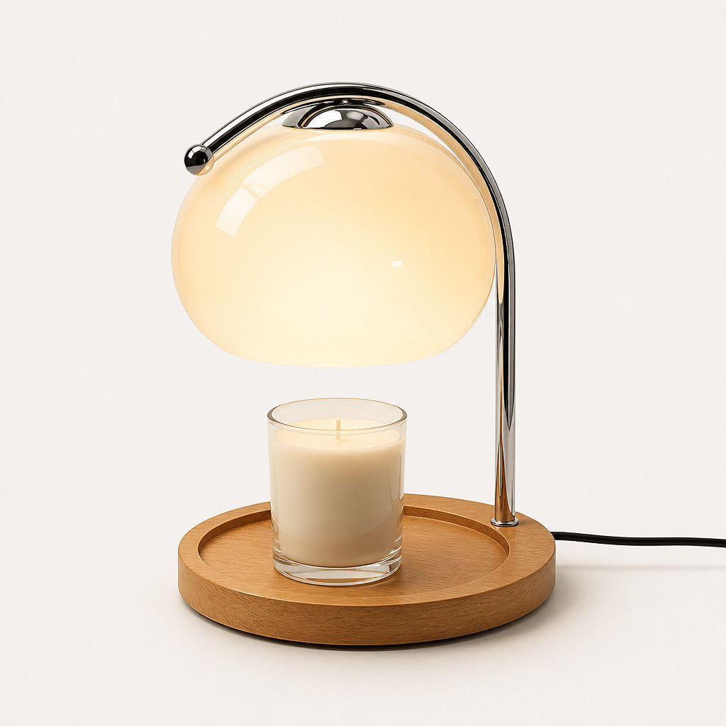 Lampe à poser chauffe-bougie en verre design