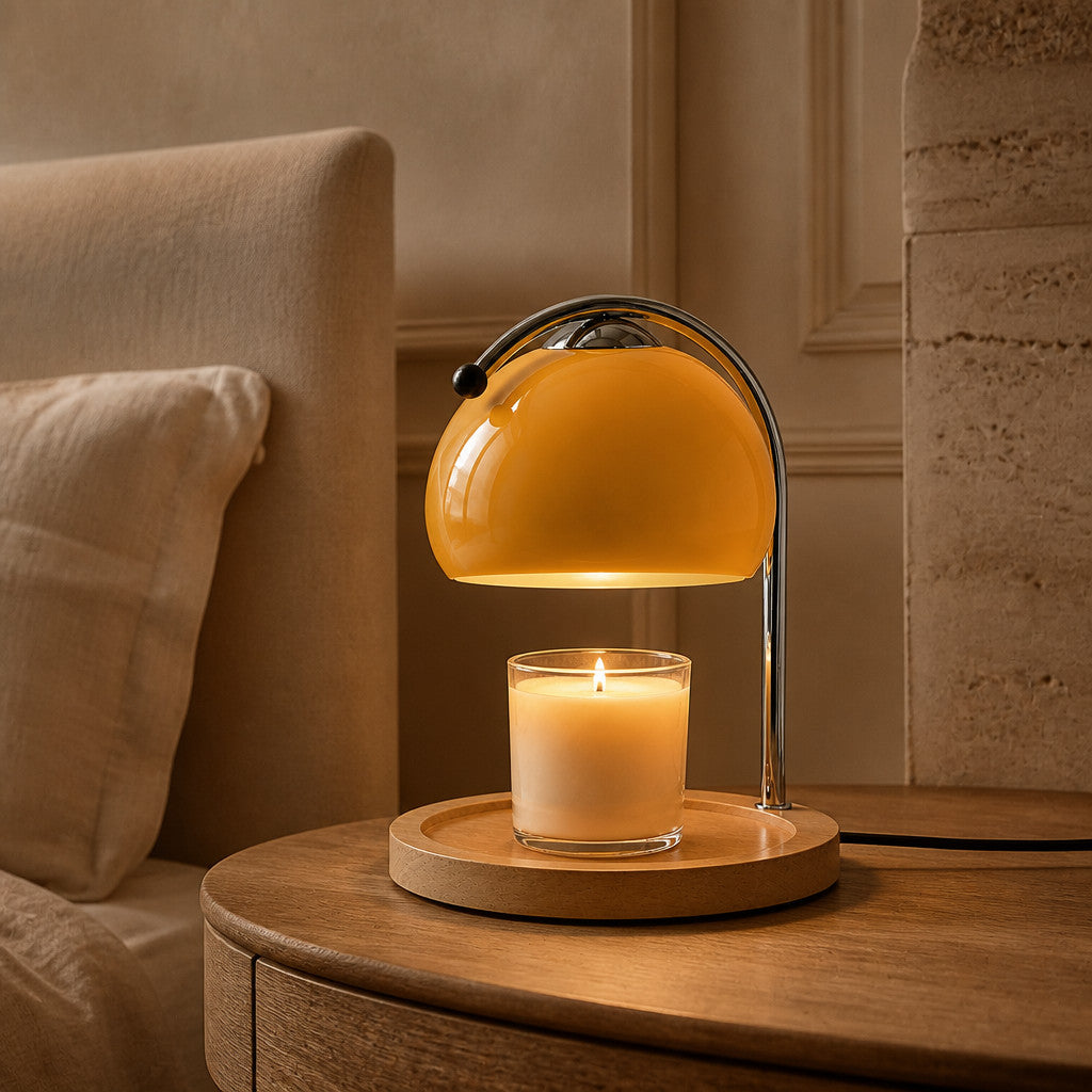 Lampe à poser chauffe-bougie en verre design