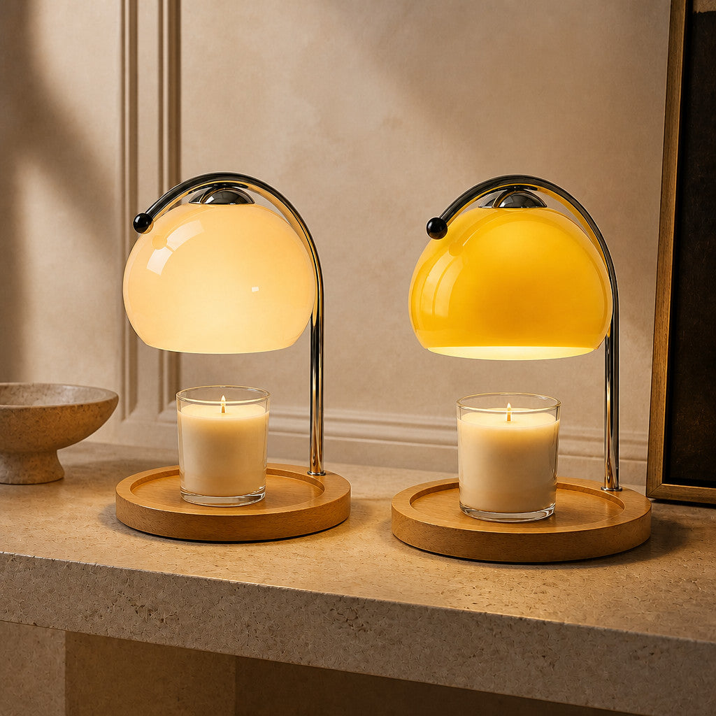 Lampe à poser chauffe-bougie en verre design