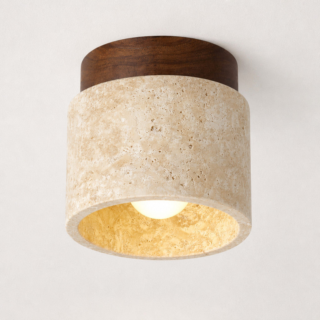 Plafonnier LED Rond Design Travertin – Idéal Salle de Bain