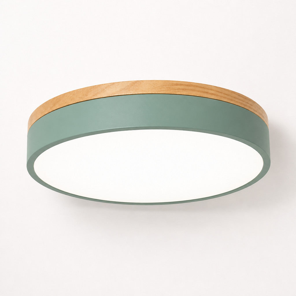 Plafonnier LED Rond Coloré Anneau Bois – Ø30/40/50cm