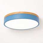 Plafonnier LED Rond Coloré Anneau Bois – Ø30/40/50cm