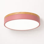 Plafonnier LED Rond Coloré Anneau Bois – Ø30/40/50cm