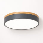 Plafonnier LED Rond Coloré Anneau Bois – Ø30/40/50cm