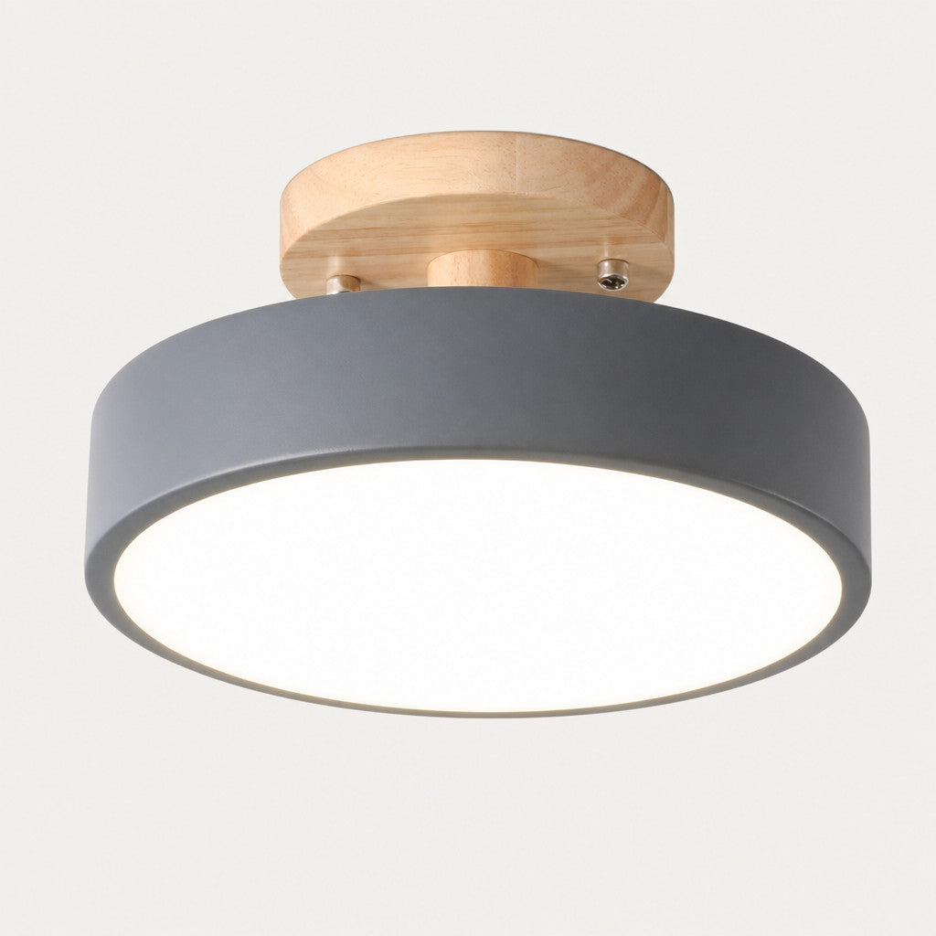 Plafonnier LED Rond Coloré Design Minimaliste – Finition Bois