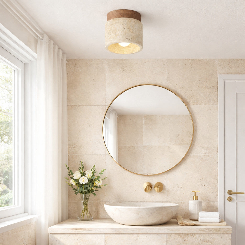 Plafonnier LED Rond Design Tressé – Idéal Salle de Bain