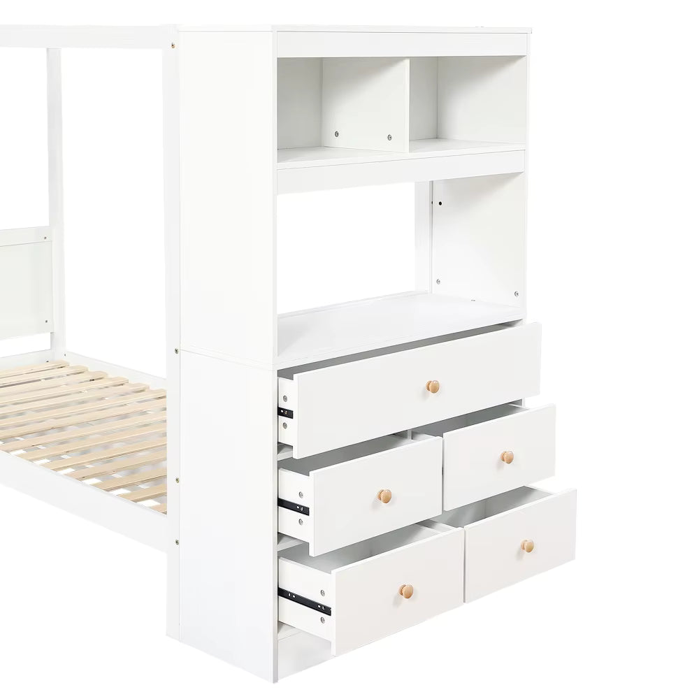 Lit mezzanine enfant avec rangements « Atlas » – Bois clair