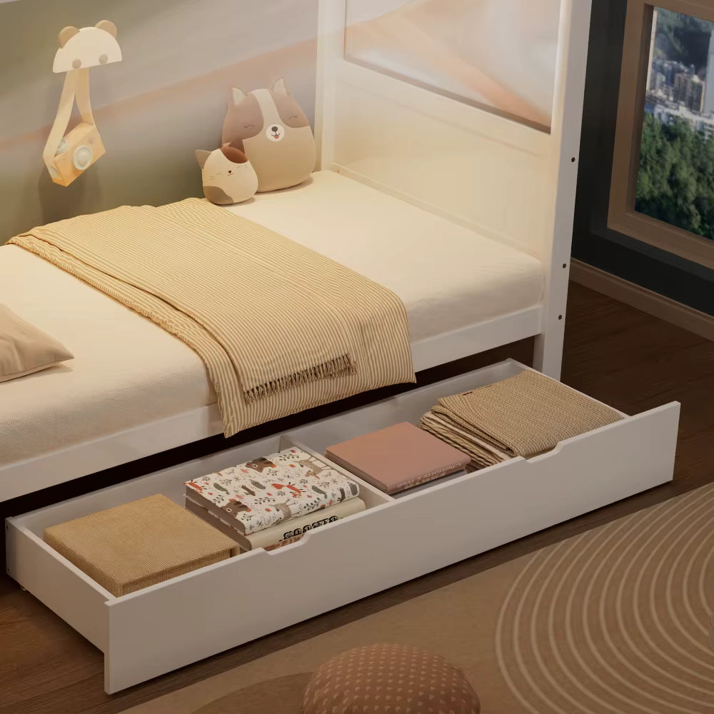 Lit mezzanine enfant avec rangements « Atlas » – Bois clair