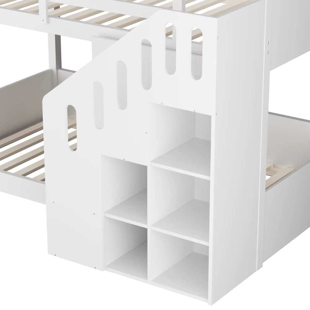 Lit superposé enfant avec rangements « Atlas » – Bois clair