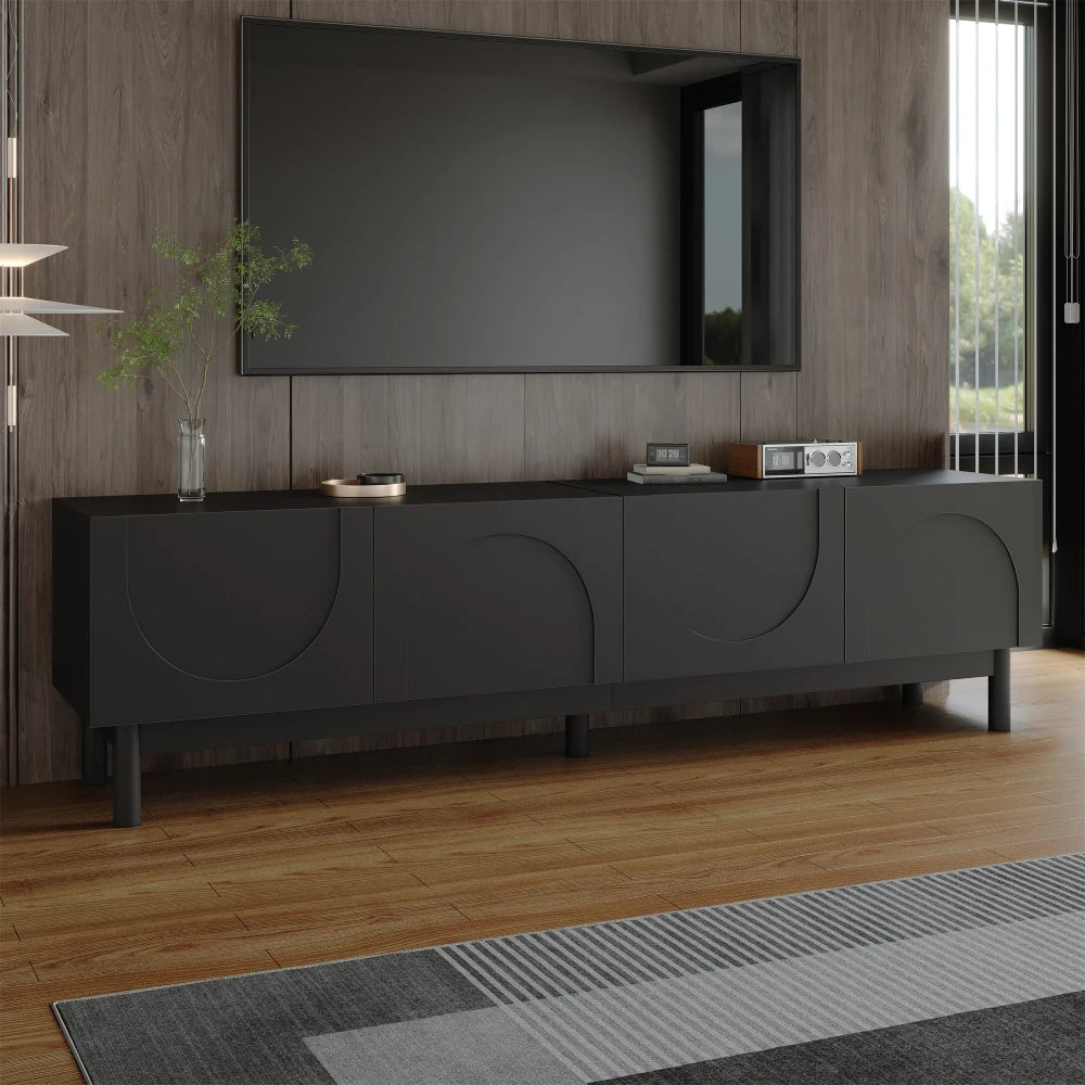 Meuble TV ORION– 169 cm – Noir Mat – Design Contemporain