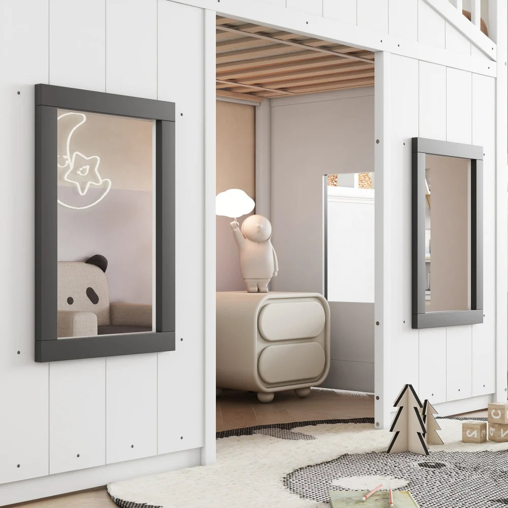 Lit cabane enfant avec espace jeux 90x200 « Néo »