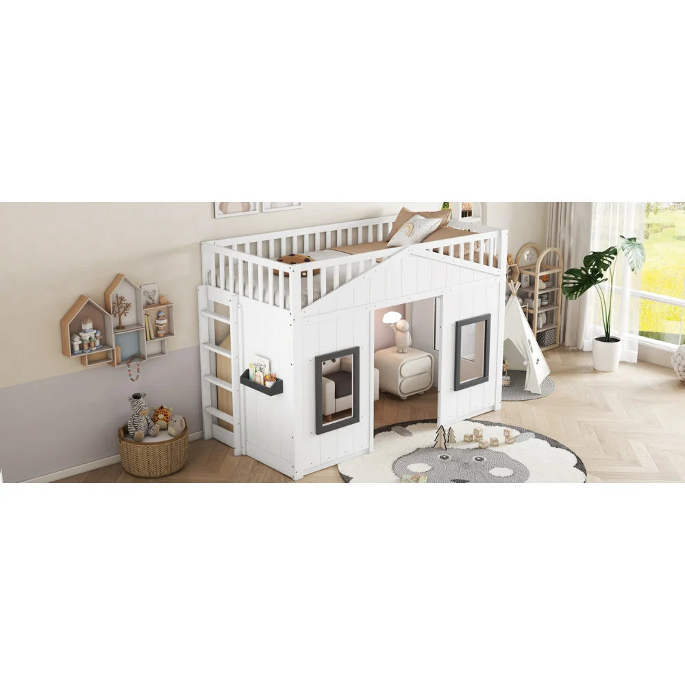 Lit cabane enfant avec espace jeux 90x200 « Néo »