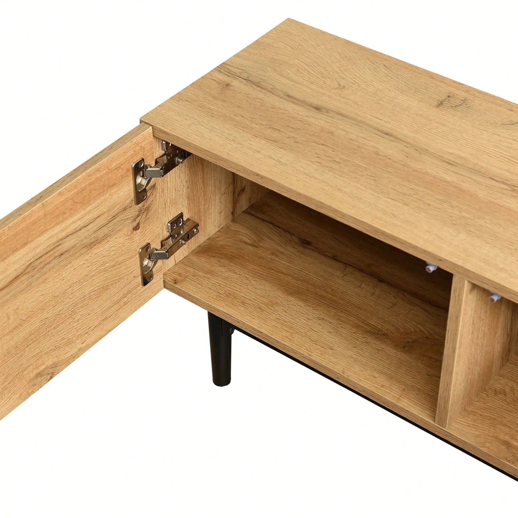 Meuble TV 175 cm Bois Naturel – Style Industriel avec Pieds Métal Noir