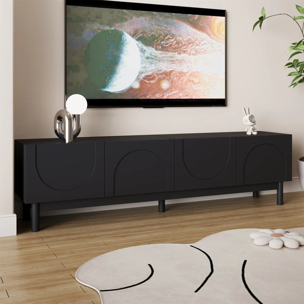 Meuble TV ORION– 169 cm – Noir Mat – Design Contemporain