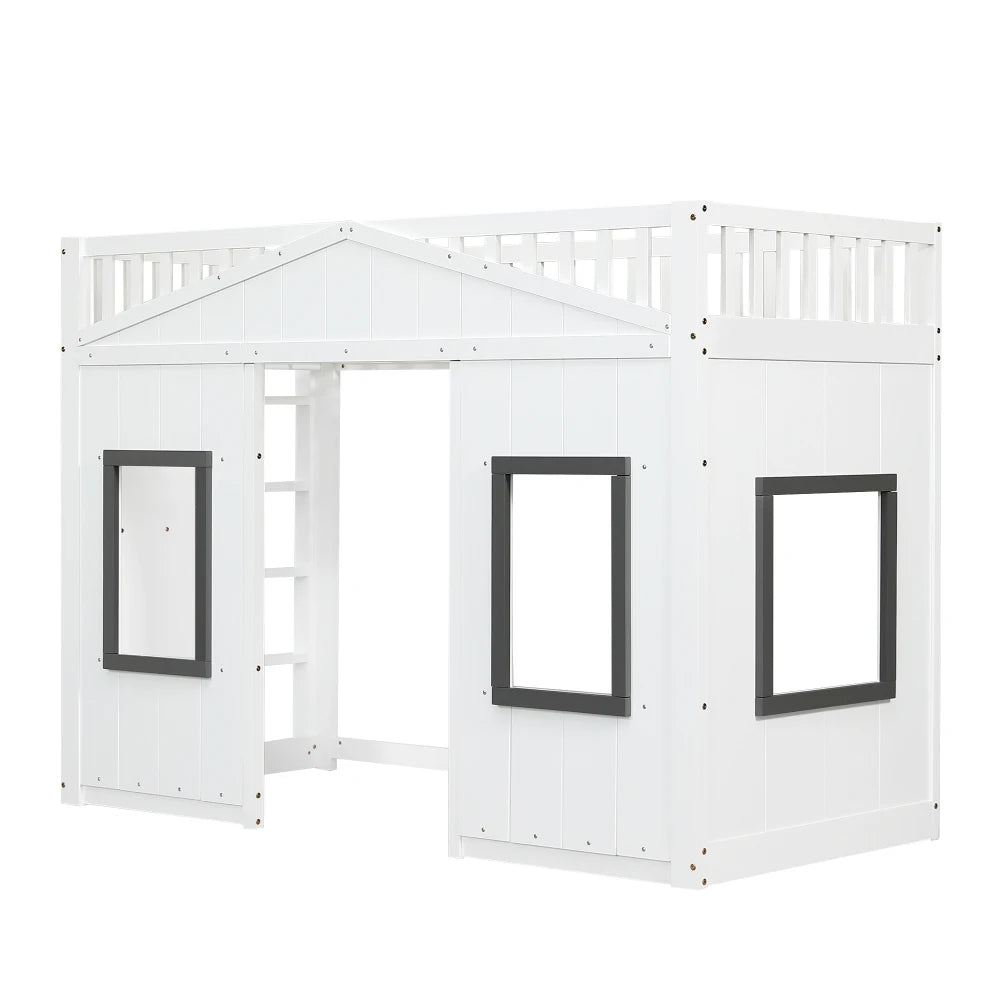 Lit cabane enfant avec espace jeux 90x200 « Néo »