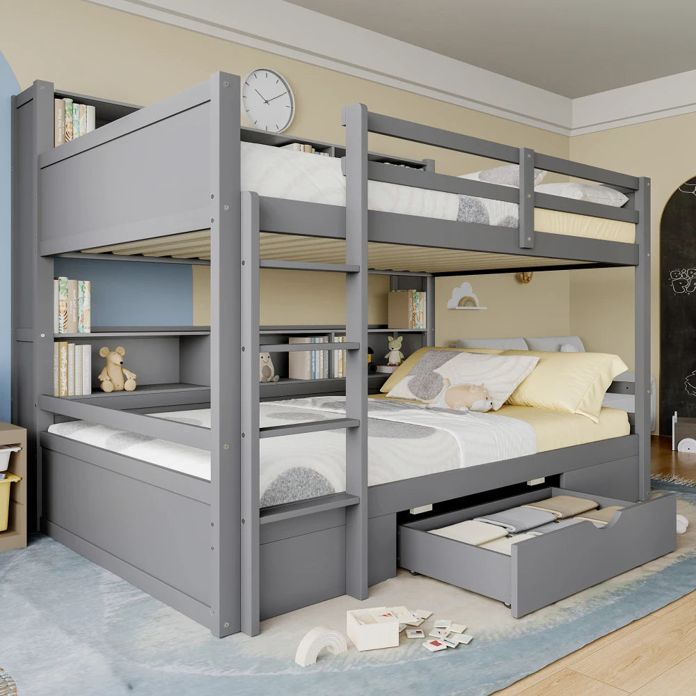 Lit superposé enfant avec rangements 90x200 « Atlas »