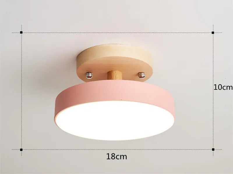 Plafonnier LED Rond Coloré Design Minimaliste – Finition Bois