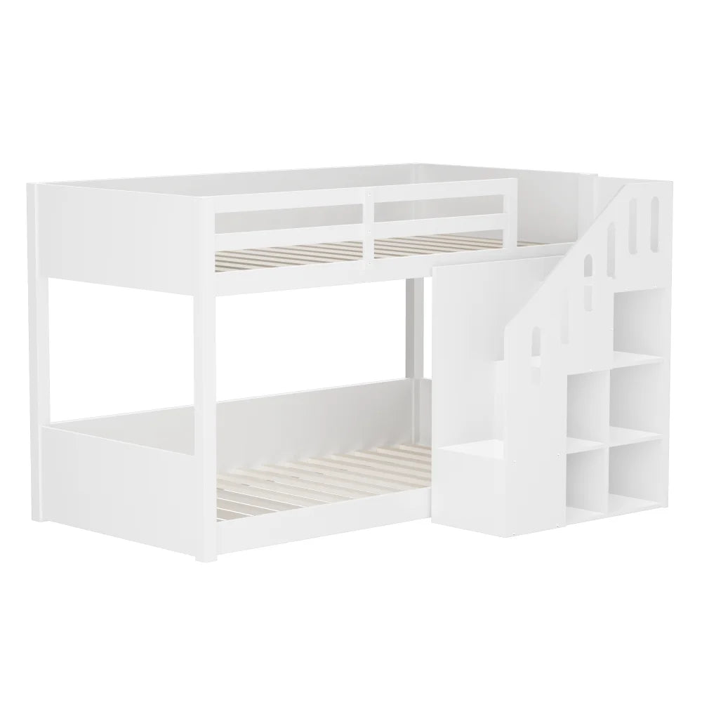 Lit superposé enfant avec rangements « Atlas » – Bois clair