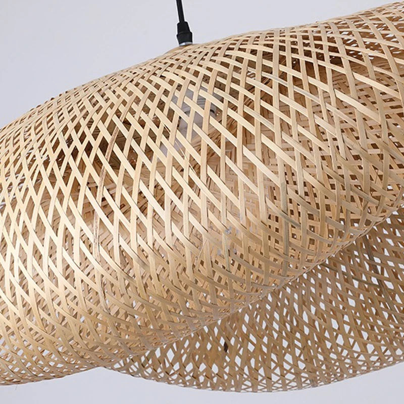 Suspension Luminaire Rotin Ovale Fait Main – Sans Ampoule