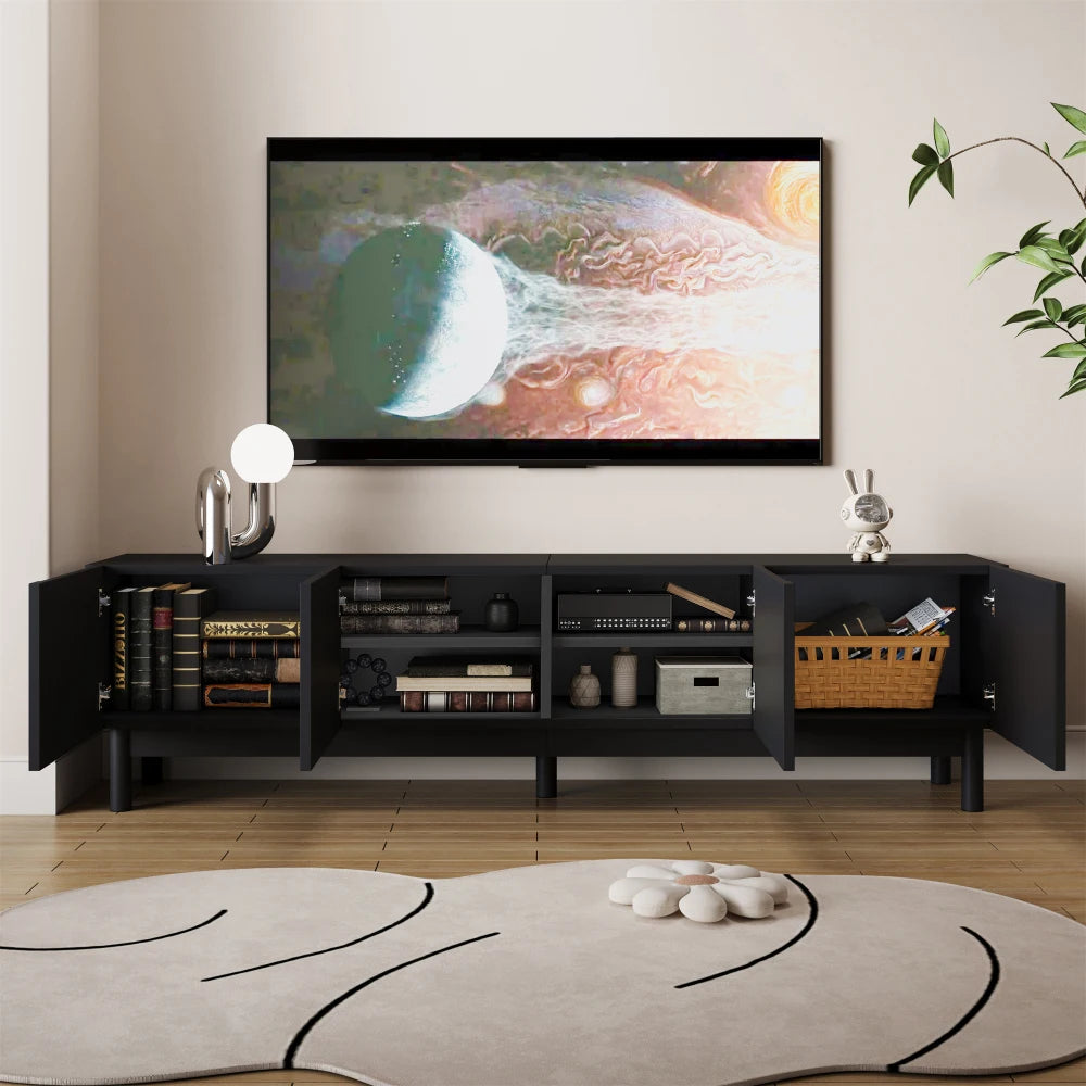 Meuble TV ORION– 169 cm – Noir Mat – Design Contemporain